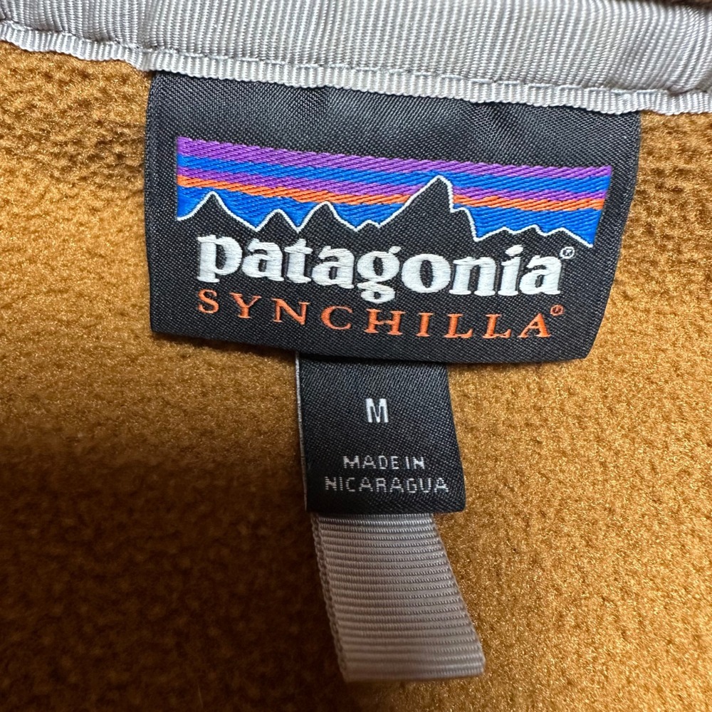 Patagonia Synchilla Snap-T Fleece Pullover Mens Medium Yellow Navy Blue - Picture 3 of 8